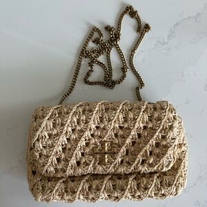 Tory Burch Tan Crossbody Bag with Woven Texture